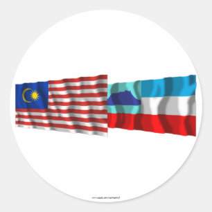 Malaysia & Sabah waving flags Classic Round Sticker