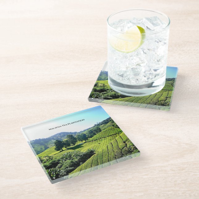 Malaysia Tea Plantation Glass Coaster (Angled)
