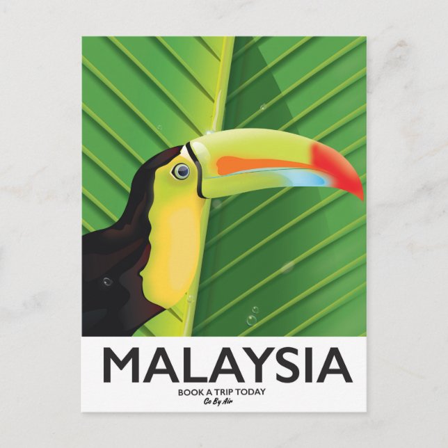 Malaysia Toucan travel poster Postcard (Front)