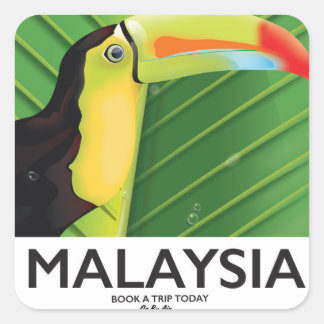 Malaysia Toucan travel poster Square Sticker