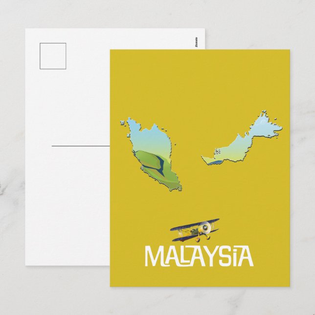 Malaysia Travel map Holiday Postcard (Front/Back)