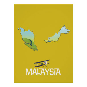 Malaysia Travel map Poster