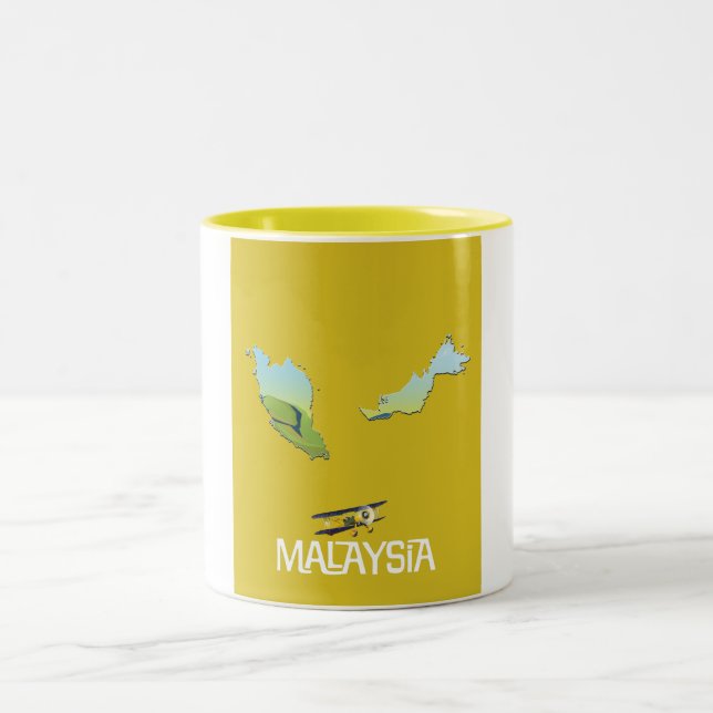 Malaysia Travel map Two-Tone Coffee Mug (Center)