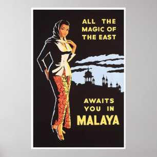 Malaysia Travel Poster Malaya Art PrintA