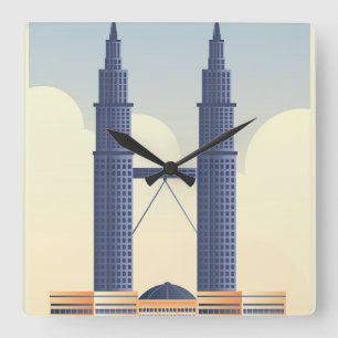 Malaysia travel square wall clock
