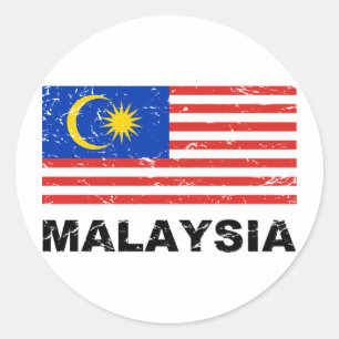 Malaysia Vintage Flag Classic Round Sticker