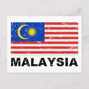 Malaysia Vintage Flag Postcard
