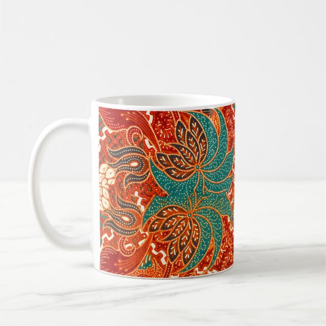 Malaysian Batik: Beautiful Art Pattern. Coffee Mug (Left)