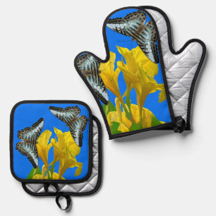 Malaysian blue clipper butterflies Latin name part Oven Mitt & Pot Holder Set