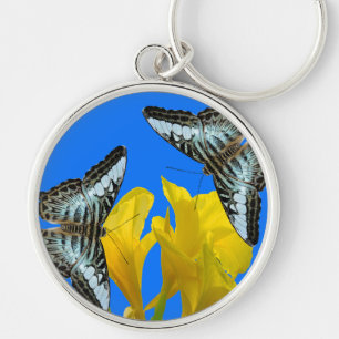 Malaysian blue clipper butterflies on Canna King Key Ring