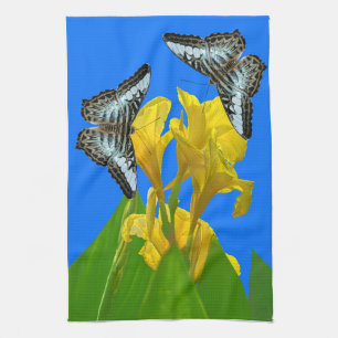 Malaysian blue clipper butterflies on Canna King  Tea Towel