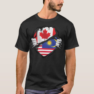 Malaysian Canadian Hands Ripped Roots Flag T-Shirt