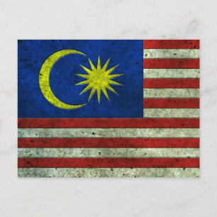 Malaysian Flag Aged Steel Effect Postcard