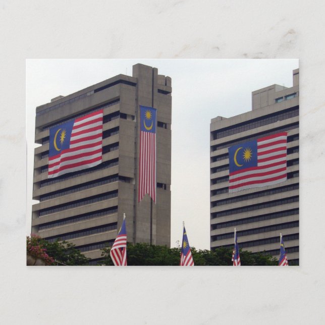 malaysian flag bldgs postcard (Front)