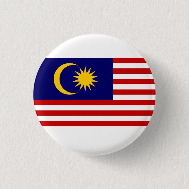 Malaysian Flag, Flag of Malaysia 3 Cm Round Badge (Front)
