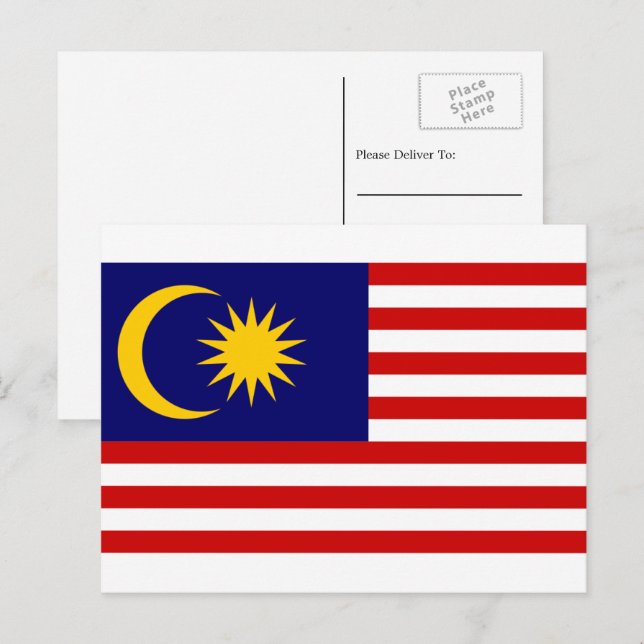 Malaysian Flag, Flag of Malaysia Postcard (Front/Back)