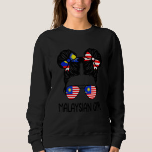 Malaysian Girl Messy Hair Malaysia Pride Patriotic Sweatshirt