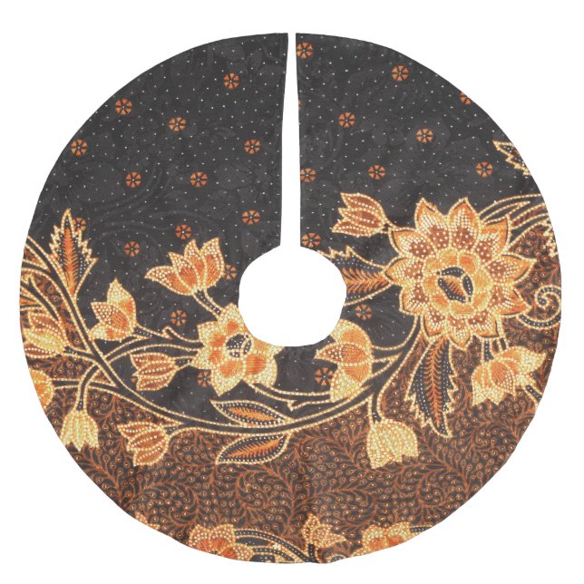 Malaysian Indonesian Batik Art Beauty Brushed Polyester Tree Skirt (Front)