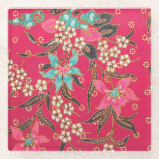 Malaysian Indonesian Batik Art Pattern Glass Coaster