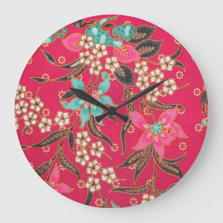Malaysian Indonesian Batik Art Pattern Large Clock