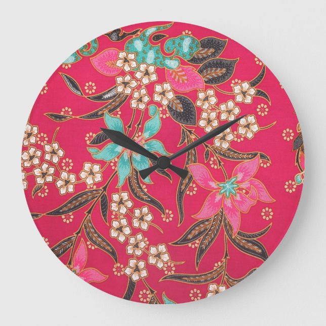 Malaysian Indonesian Batik Art Pattern Large Clock (Front)
