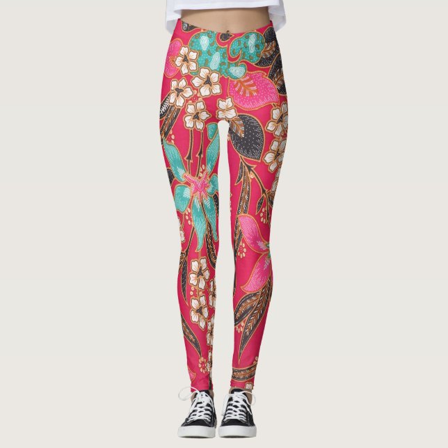 Malaysian Indonesian Batik Art Pattern Leggings (Front)