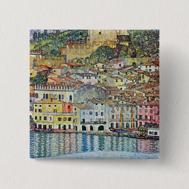 Malcena at the Gardasee by Gustav Klimt 15 Cm Square Badge (Front)