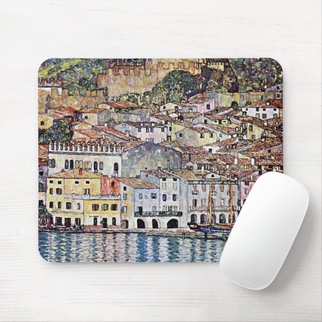 Malcesine at Lake Garda, Gustav Klimt Mouse Mat (With Mouse)