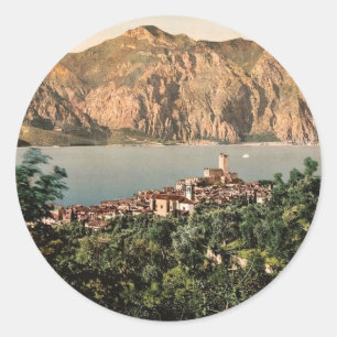 Malcesine, Garda, Lake of, Italy vintage Photochro Classic Round Sticker
