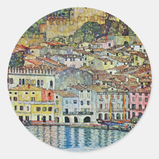 Malcesine on Lake Garda By Gustav Klimt Classic Round Sticker