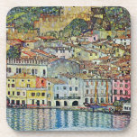 Malcesine on Lake Garda By Gustav Klimt Coaster<br><div class="desc">Malcesine on Lake Garda (1913) by Gustav Klimt is a vintage Victorian Era Art Nouveau fine art symbolism painting. A beautiful view of the Italian city of Malcesine with buildings and houses on the edge of the harbour. The homes and boats cast a reflection in the calm water. You can...</div>