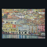 Malcesine on Lake Garda By Gustav Klimt Placemat<br><div class="desc">Malcesine on Lake Garda (1913) by Gustav Klimt is a vintage Victorian Era Art Nouveau fine art symbolism painting. A beautiful view of the Italian city of Malcesine with buildings and houses on the edge of the harbour. The homes and boats cast a reflection in the calm water. You can...</div>