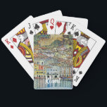 Malcesine on Lake Garda By Gustav Klimt Playing Cards<br><div class="desc">Easy to customise playing cards, just add your name! Or delete if you do not want to add custom text. Malcesine on Lake Garda (1913) by Gustav Klimt is a vintage Victorian Era Art Nouveau fine art symbolism painting. A beautiful view of the Italian city of Malcesine with buildings and...</div>