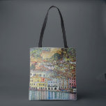 Malcesine on Lake Garda By Gustav Klimt Tote Bag<br><div class="desc">Beautiful all-over-print tote bags! Available in two styles and two sizes! Malcesine on Lake Garda (1913) by Gustav Klimt is a vintage Victorian Era Art Nouveau fine art symbolism painting. A beautiful view of the Italian city of Malcesine with buildings and houses on the edge of the harbour. The homes...</div>