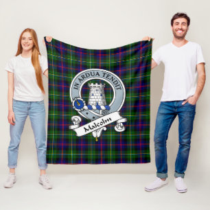 Malcolm Moderm Clan Badge Tartan Plaid Fleece Blanket