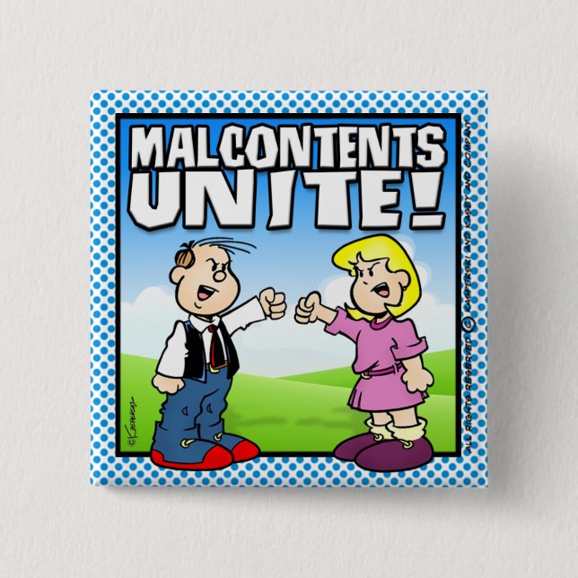 Malcontents Unite 15 Cm Square Badge (Front)