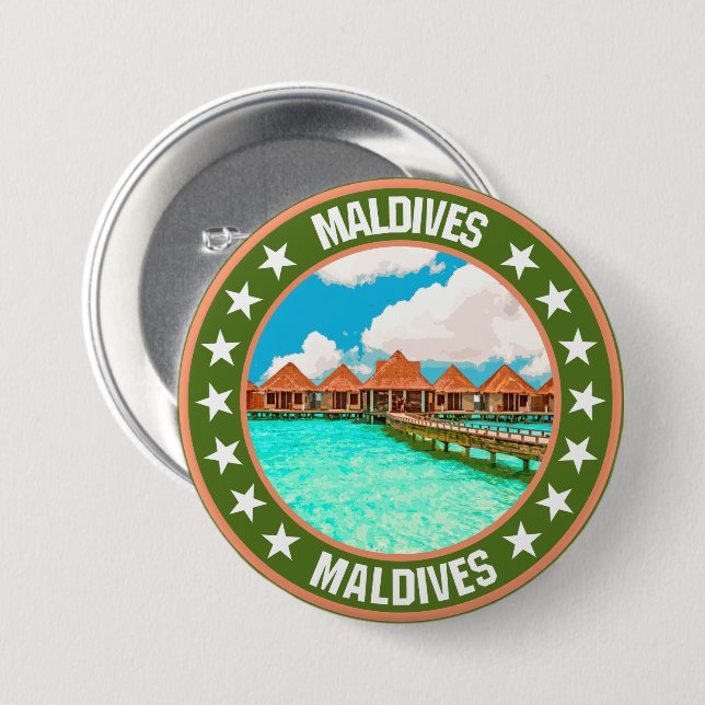 Maldives                                           7.5 cm round badge (Front & Back)