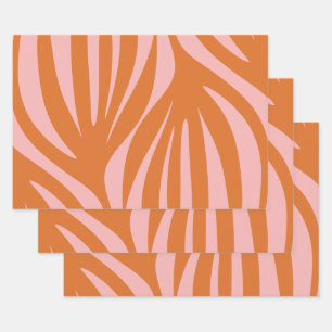 Maldives Abstract Minimalist Pattern Orange Pink Wrapping Paper Sheet