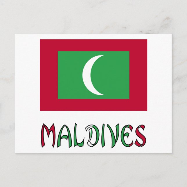 Maldives and Maldivian Flag Postcard (Front)