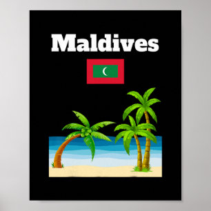 Maldives Beach Lover Travel Souvenir Maldivian Fla Poster