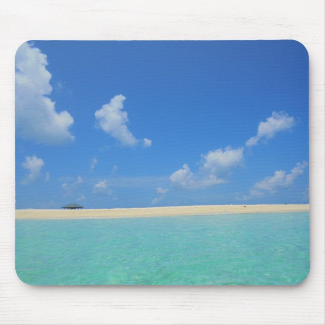 Maldives Blue Sea Sky White Clouds Sand Template Mouse Mat (Front)