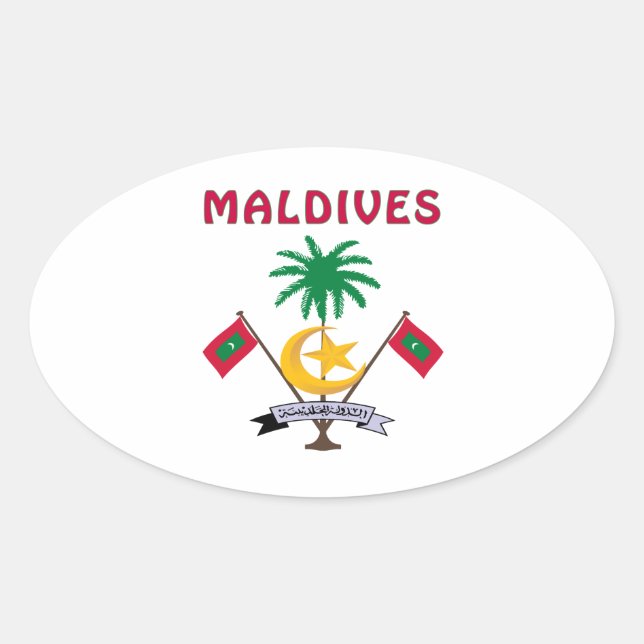 MALDIVES Coat Of Arms Oval Sticker (Front)