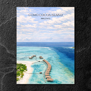 Maldives Cocoa Island Watercolor beach lovers Holiday Postcard
