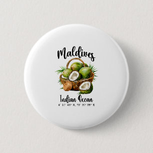 Maldives Coconut Indian Ocean Tropical Island Gps 6 Cm Round Badge
