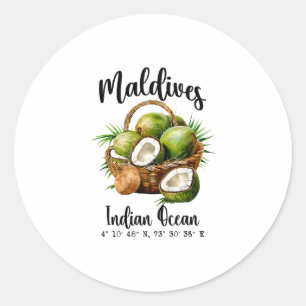 Maldives Coconut Indian Ocean Tropical Island Gps Classic Round Sticker
