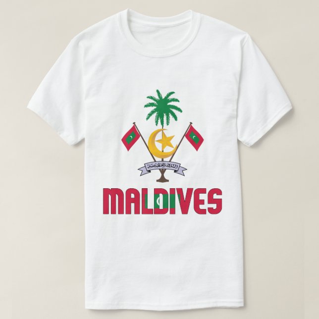 Maldives Flag and Coat Of Arms Patriotic T-Shirt (Design Front)