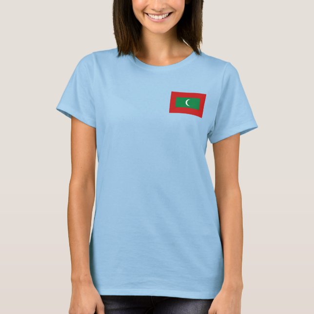 Maldives Flag and Map dk T-Shirt (Front)