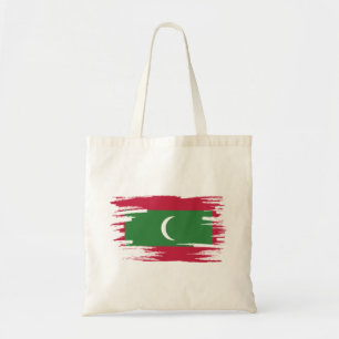 Maldives Flag Brush Art Tote Bag