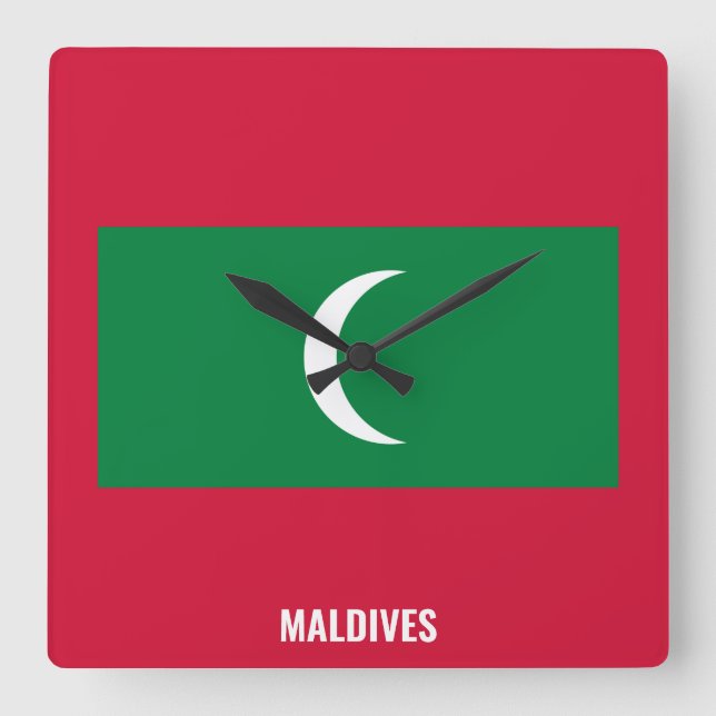 Maldives Flag Dazzling Patriotic Square Wall Clock (Front)