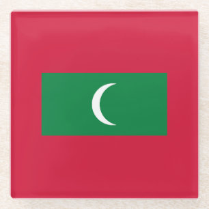 Maldives Flag Glass Coaster